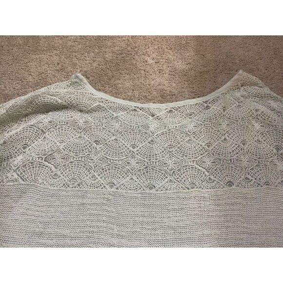 Free People L Mint Green Kristobel Crochet Peplum Oversized Sweater or Dress FP - Picture 9 of 9